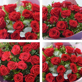Stunning Valentine's 24 Large-headed Red Rose Bouquet