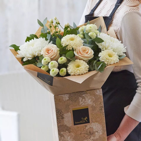 Neutrals hand-tied bouquet made with beautiful fresh flowers